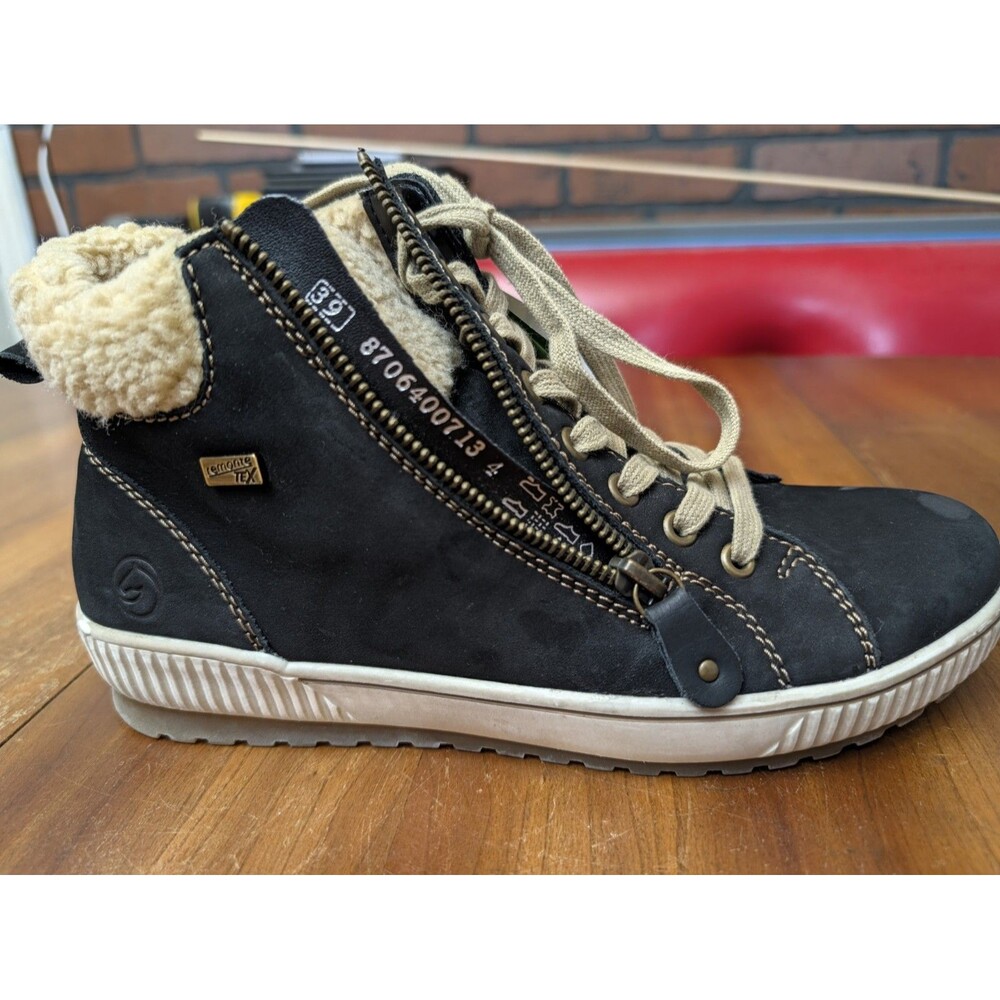 Womens Remonte TEX Leather Nubuck Suede Winter Sneaker Boots 8 Sherpa Lined NEW